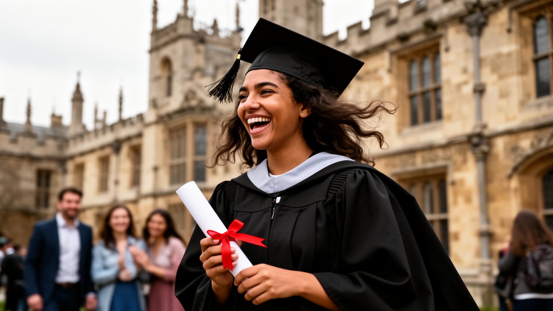Sapiência graduates at a UK university campus